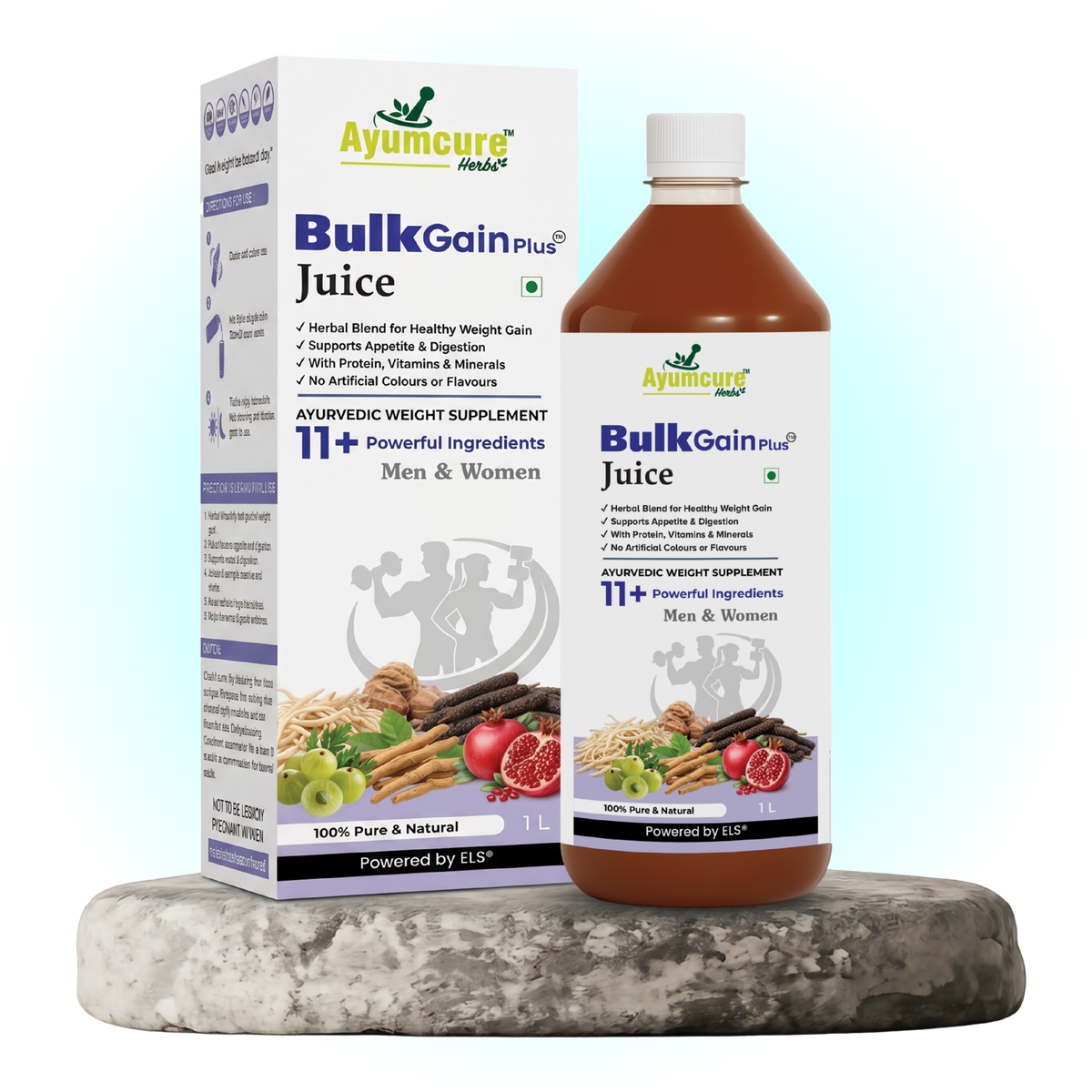 BulkGain Plus Ayurvedic Weight Gain Juice, 11+ Herbs, Men & Women