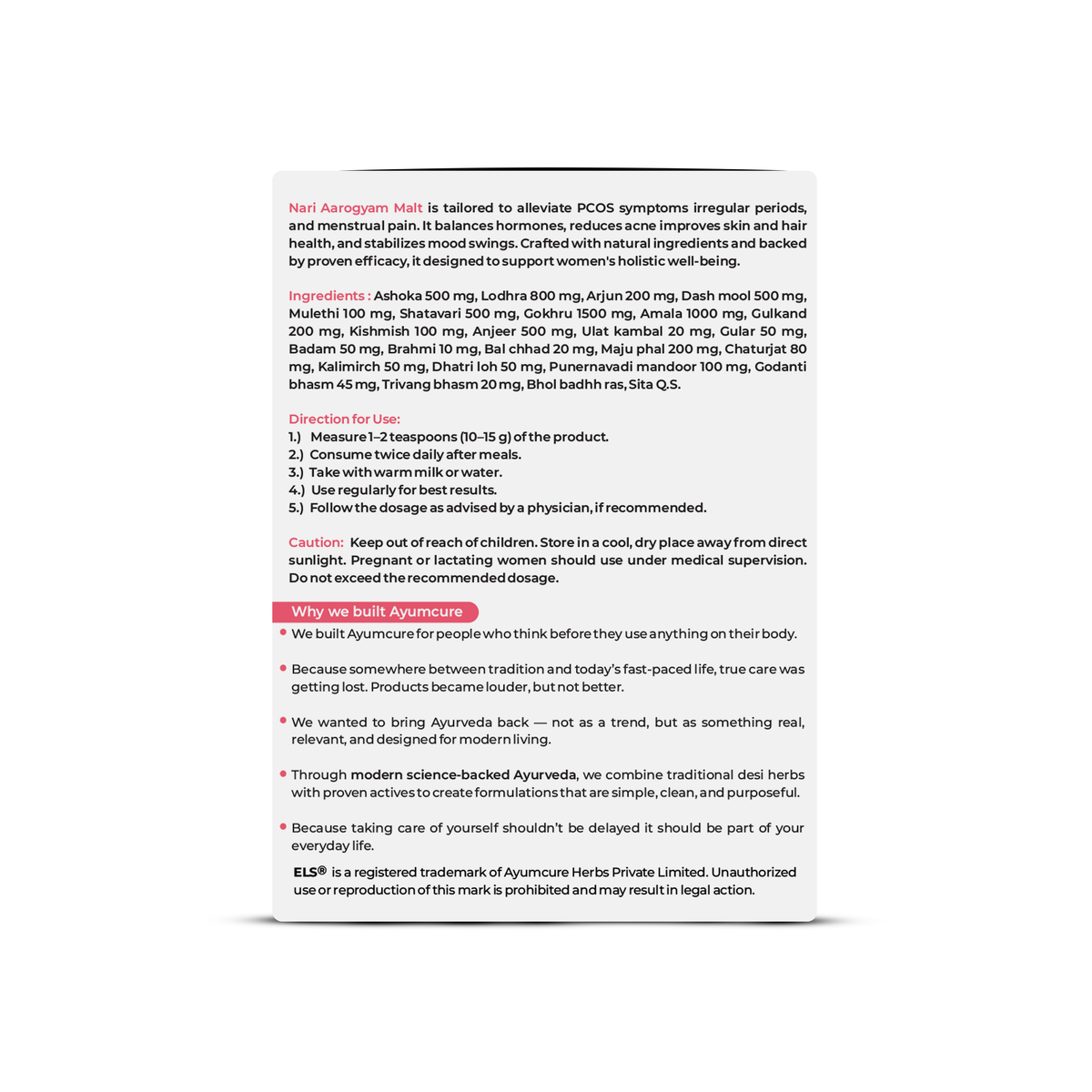 Nari Aarogyam Malt - White Discharge (Leukorrhea) & PCOS Support - Only For Women
