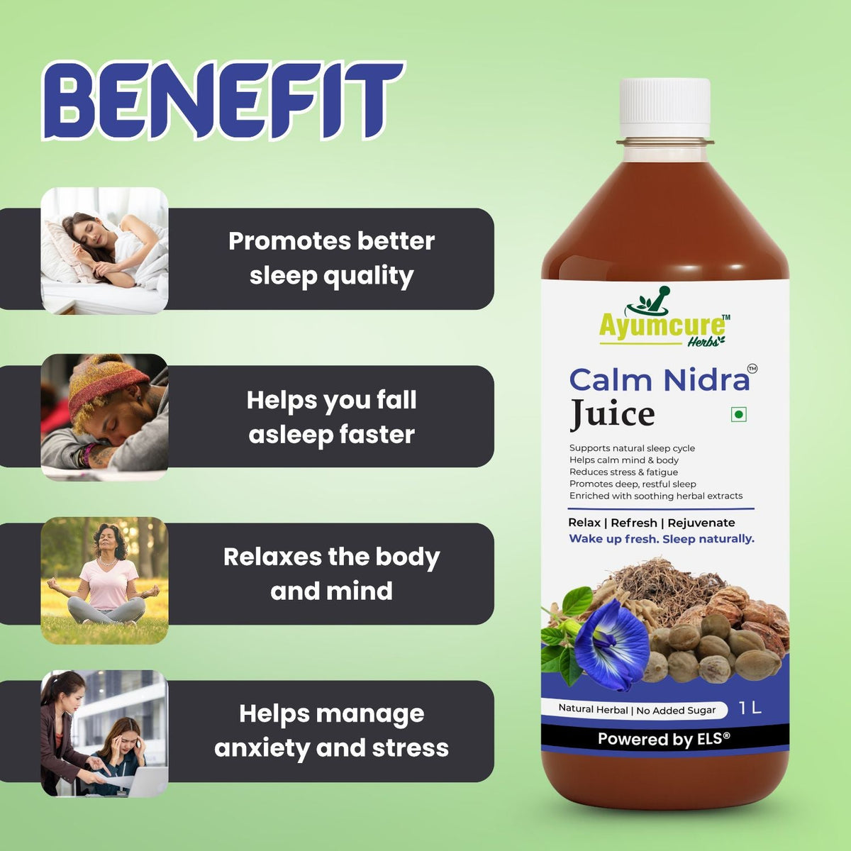 Calm Nidra Herbal Sleep Support Juice | Deep & Restful Sleep | Men & Women