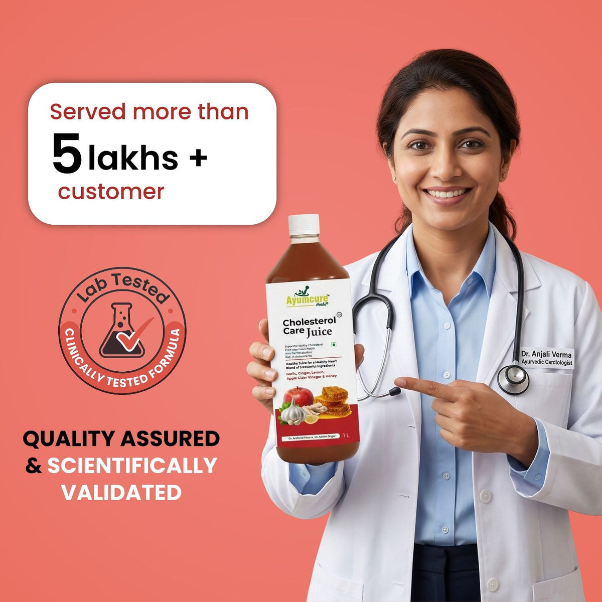 Cholesterol Care Ayurvedic Juice | Garlic, Ginger, ACV & Honey | Men & Women