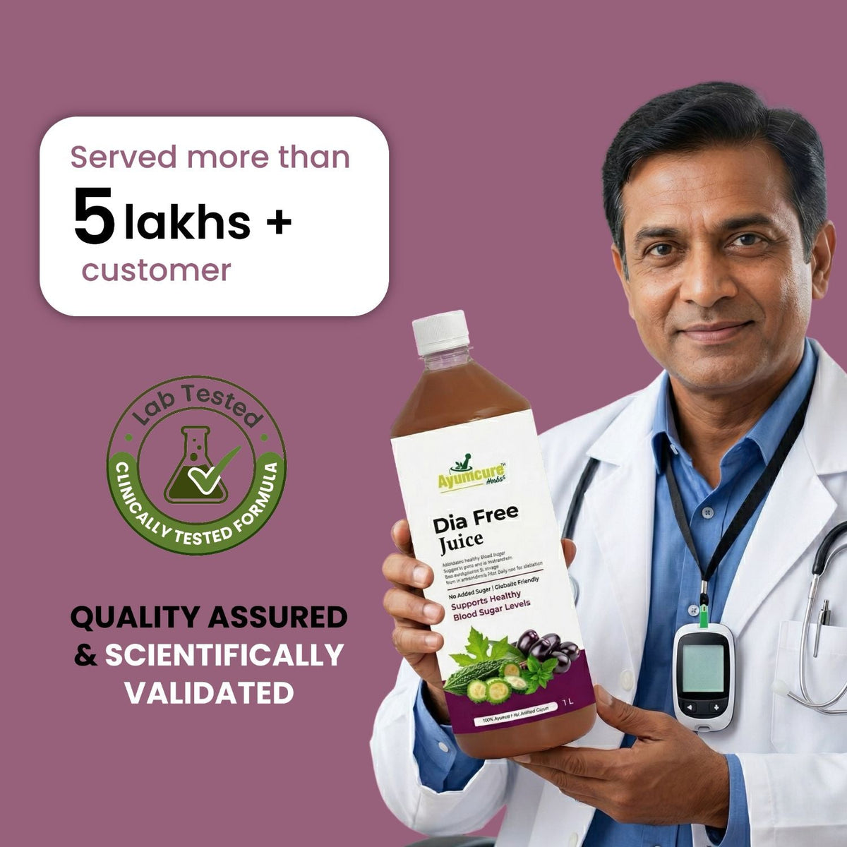 Dia Free Ayurvedic Juice | Amla, Karela, Jamun & Tulsi | Men & Women