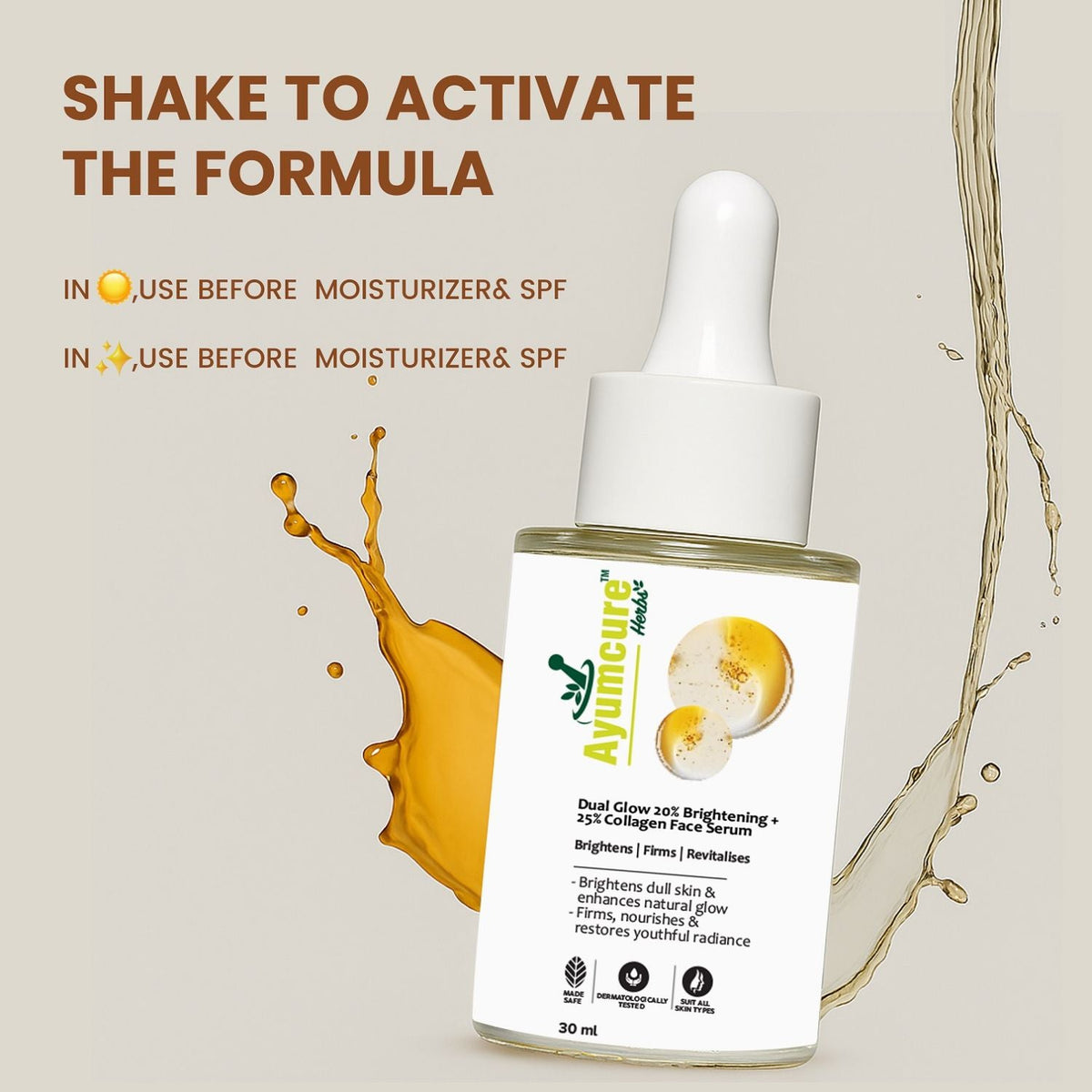 Dual Glow 20% Brightening + 25% Collagen Face Serum | All Skin Types | Unisex