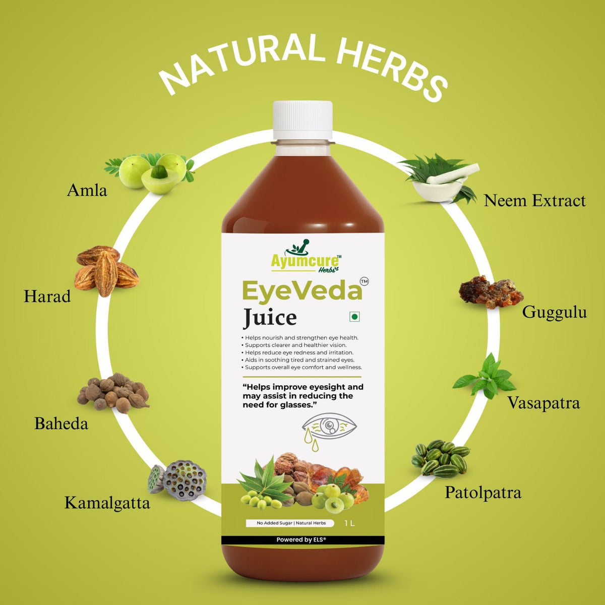 EyeVeda Ayurvedic Eye Care Juice | 11+ Herbs | Clear Vision | Men & Women