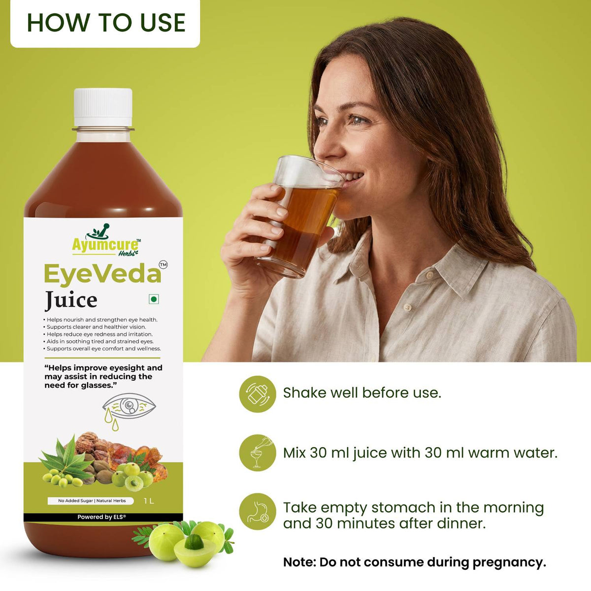 EyeVeda Ayurvedic Eye Care Juice | 11+ Herbs | Clear Vision | Men & Women