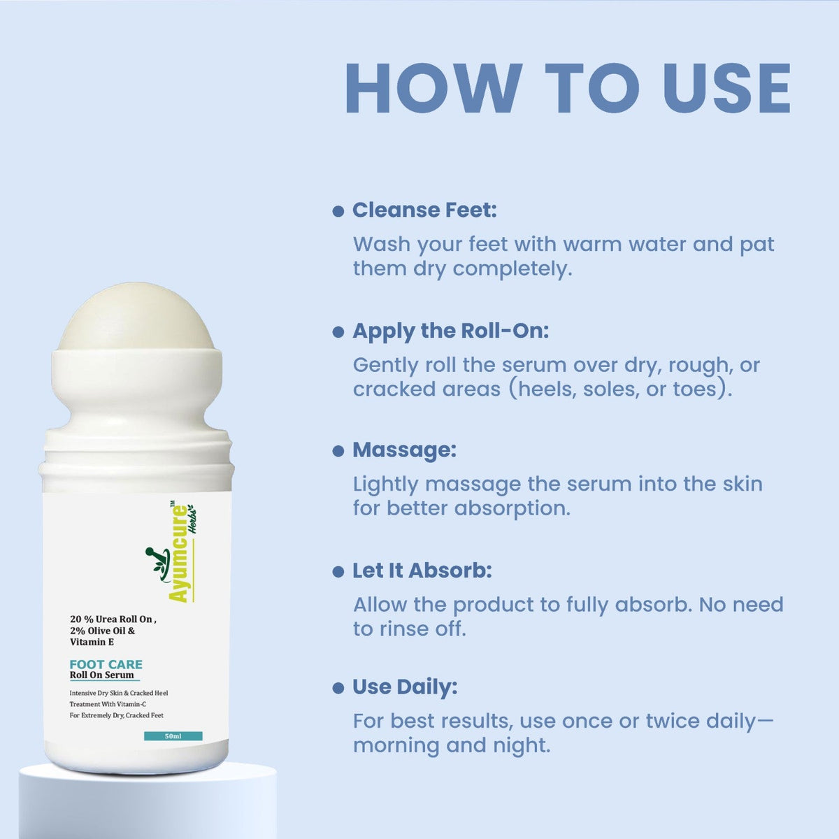 20% Urea Foot Care Roll-On Serum | Cracked Heels & Dry Skin | Men & Women