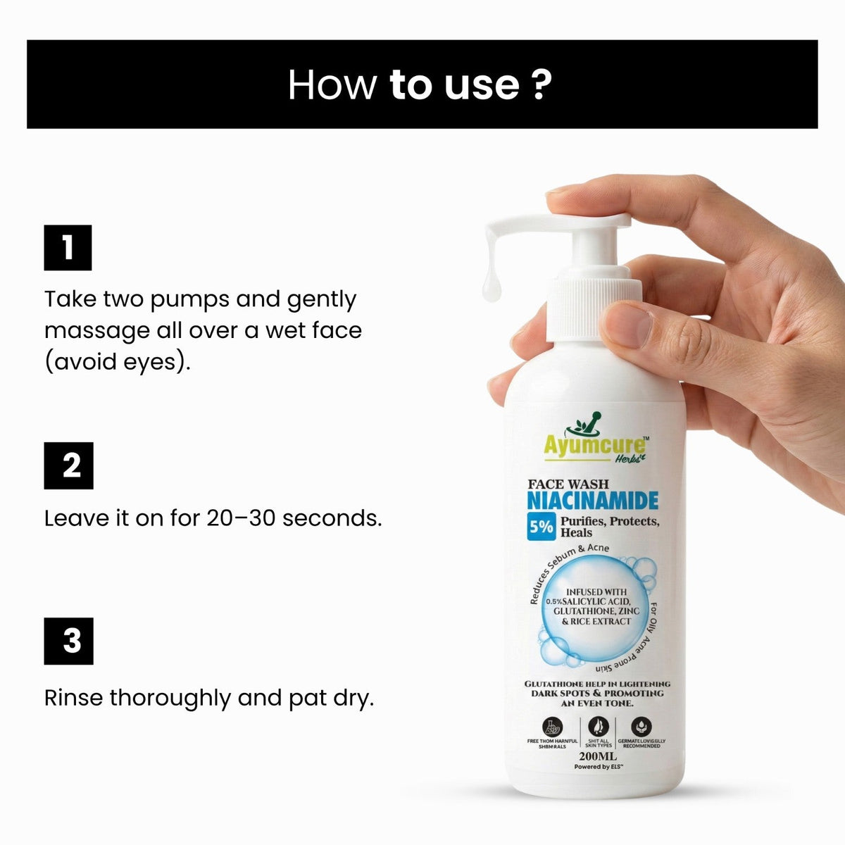 5% Niacinamide Face Wash | Salicylic Acid, Glutathione & Zinc | Men & Women