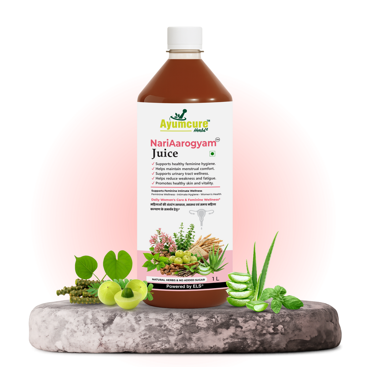 NariAarogyam Juice | Supports White Discharge (Leucorrhoea/Lukoria) Care, Feminine Hygiene & Vaginal Health |  No Added Sugar | 1 Litre