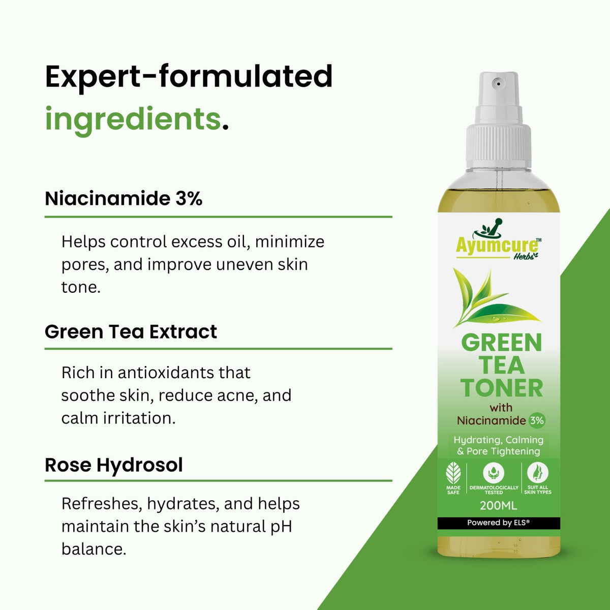 Green Tea & Niacinamide Pore-Tightening Face Toner | Normal & Oily Skin | Unisex