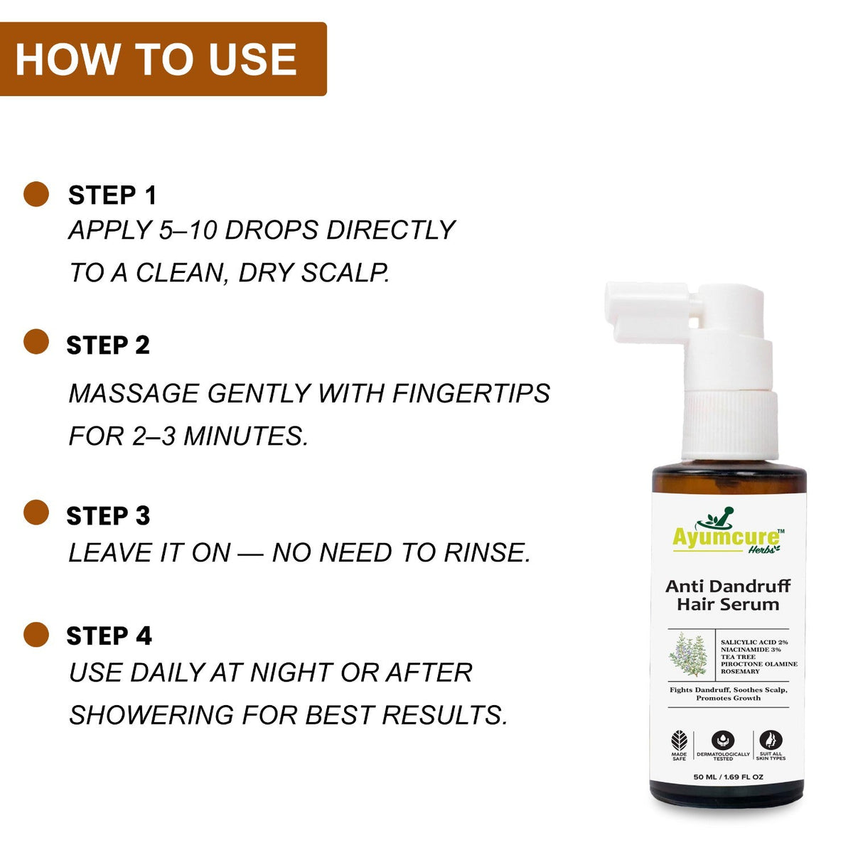 Anti-Dandruff Hair Serum | 2% Salicylic Acid, 3% Niacinamide & Tea Tree | Unisex