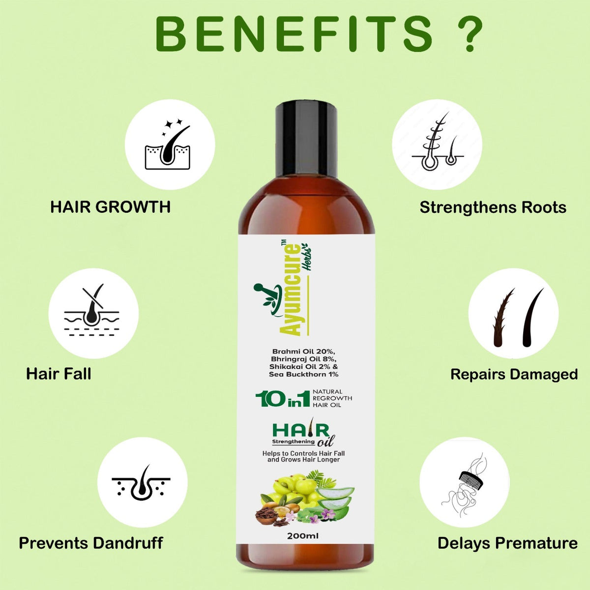 Hair Oil – Sea Buckthorn, Brahmi, Bhringraj & Shikakai for Hair Fall Control | Men & Women