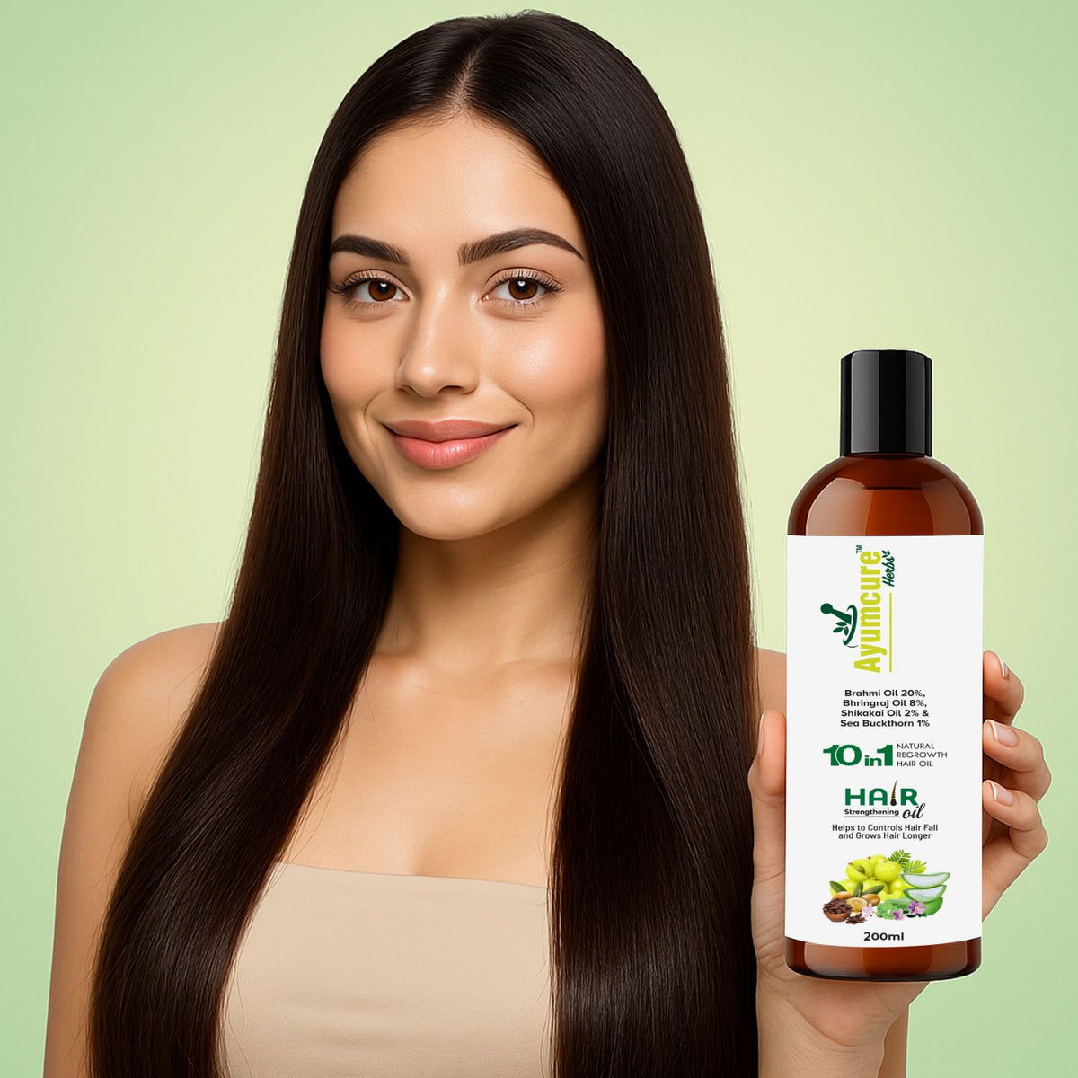 Hair Oil – Sea Buckthorn, Brahmi, Bhringraj & Shikakai for Hair Fall Control | Men & Women