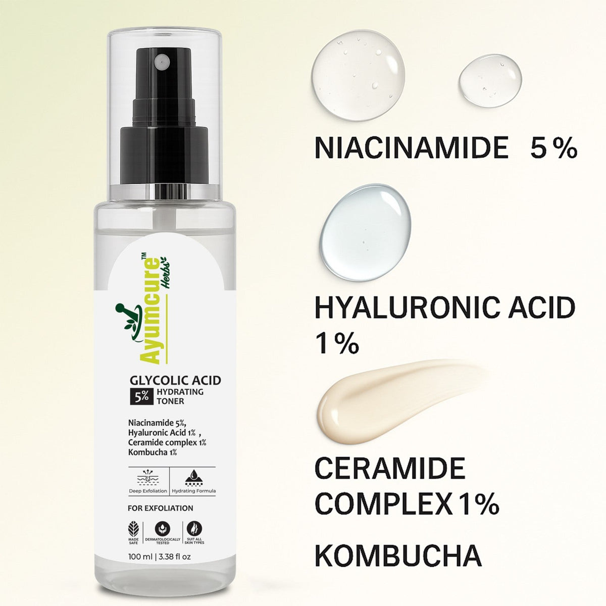Glycolic Acid 5% Toner | 5% Niacinamide + 1% Hyaluronic Acid | All Skin Types