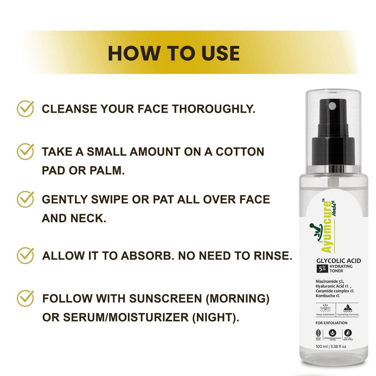 Glycolic Acid 5% Toner | 5% Niacinamide + 1% Hyaluronic Acid | All Skin Types