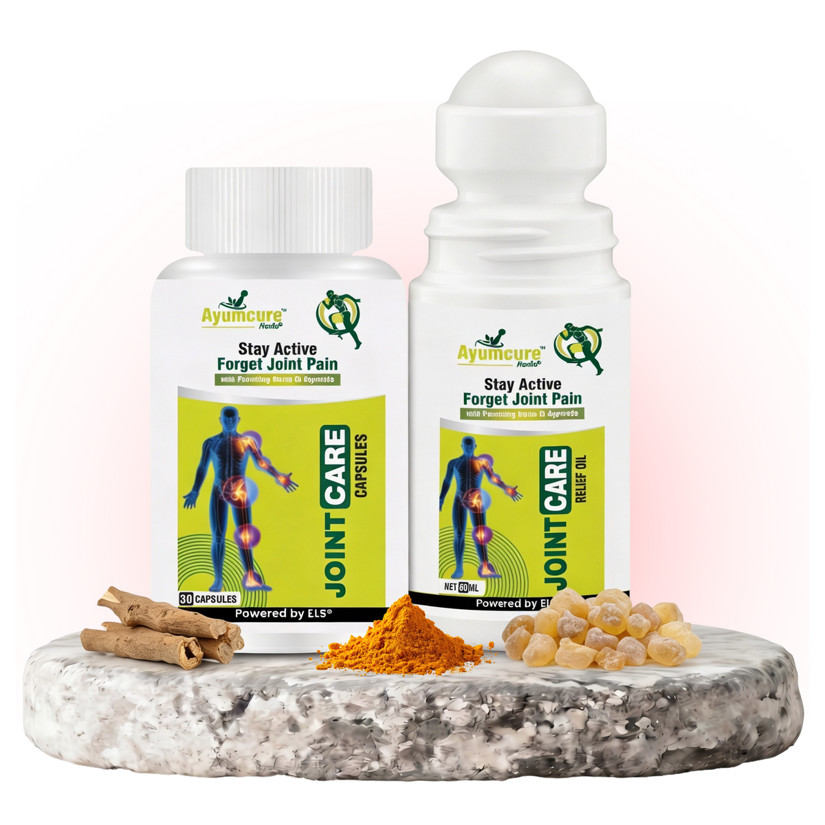 Joint Care Combo: Herbal Capsules + Pain Relief Oil Flexibility Men & Women
