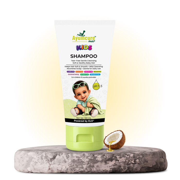 Ayumcure Herbs Kids Tear-Free Shampoo | Sulphate, Paraben & Silicone Free | Ayurvedic with Aloe Vera, Neem, Shikakai & Amla | Gentle Daily Baby Hair Cleanser | 100ml