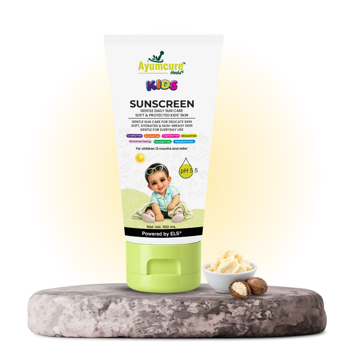 Ayumcure Herbs Kids Sunscreen SPF 30 PA+++ with Aloe Vera, Calendula & Shea Butter, 100ml