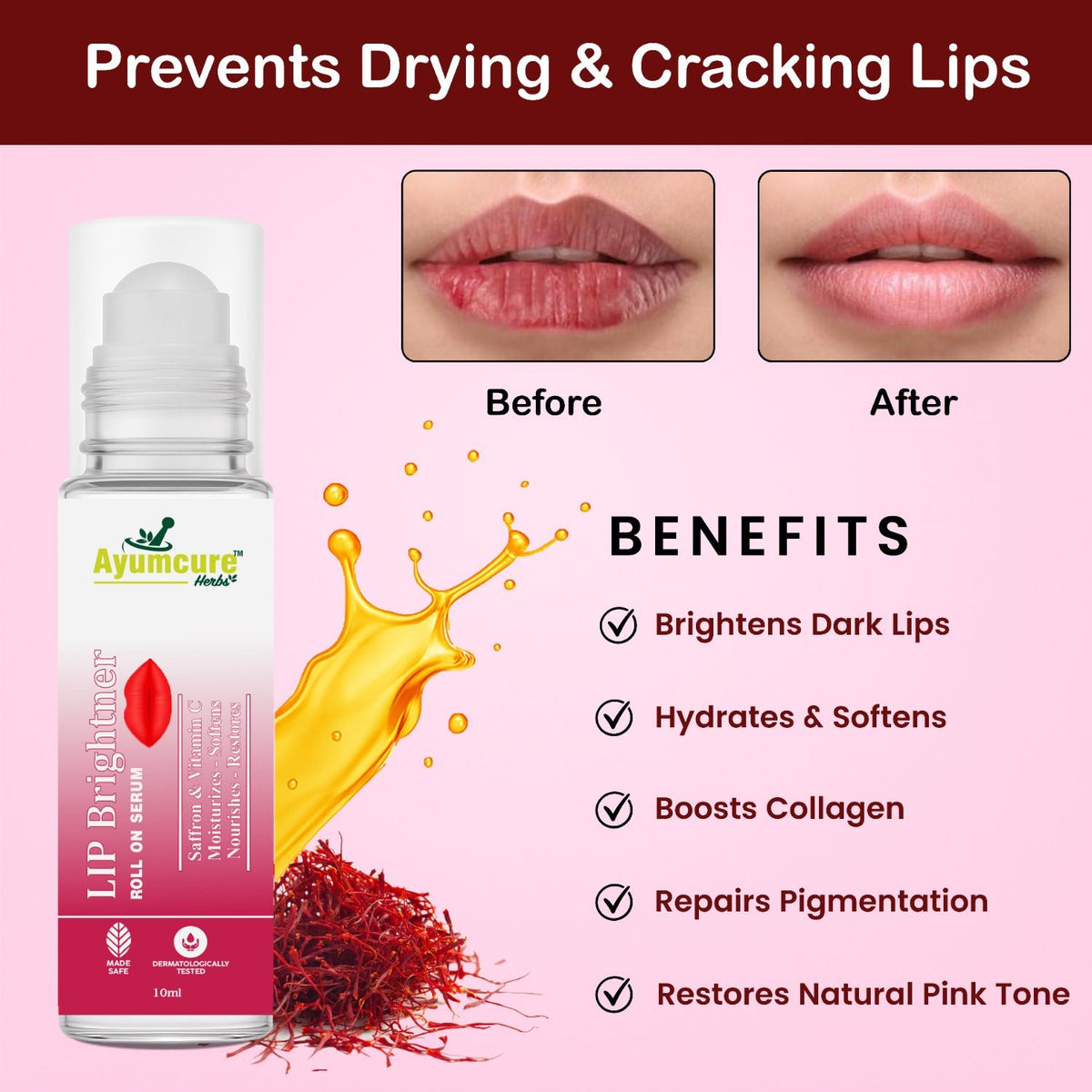 Lip Brightener Roll-On Serum | Moisturizes & Restores Natural Lip Color | Unisex