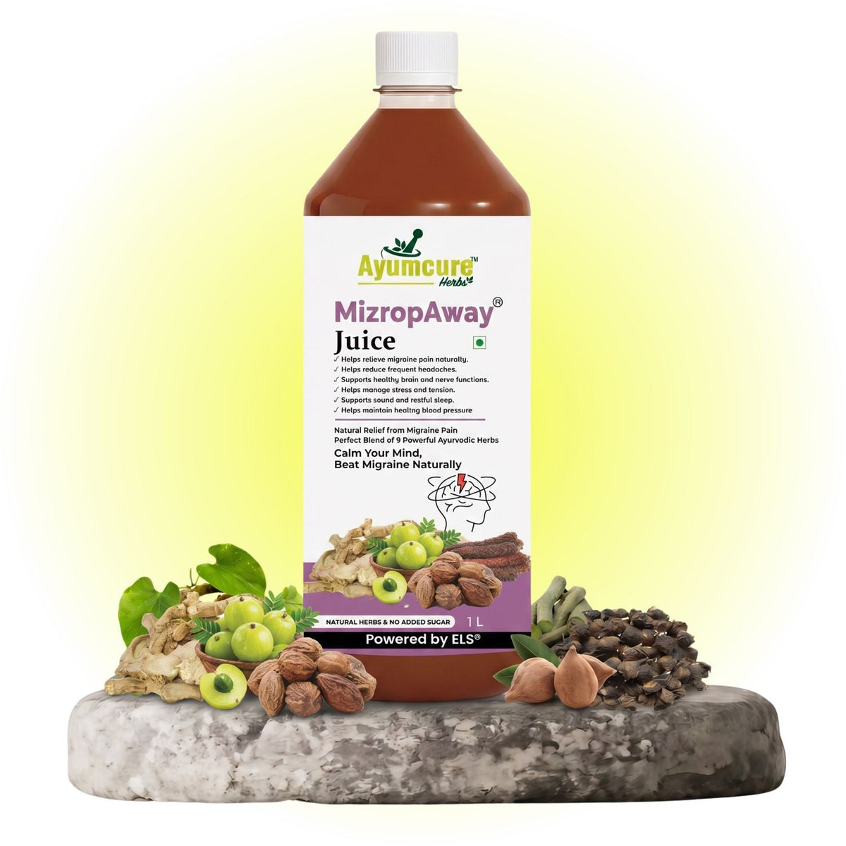 MizropAway Ayurvedic Migraine & Headache Relief Juice | Men & Women