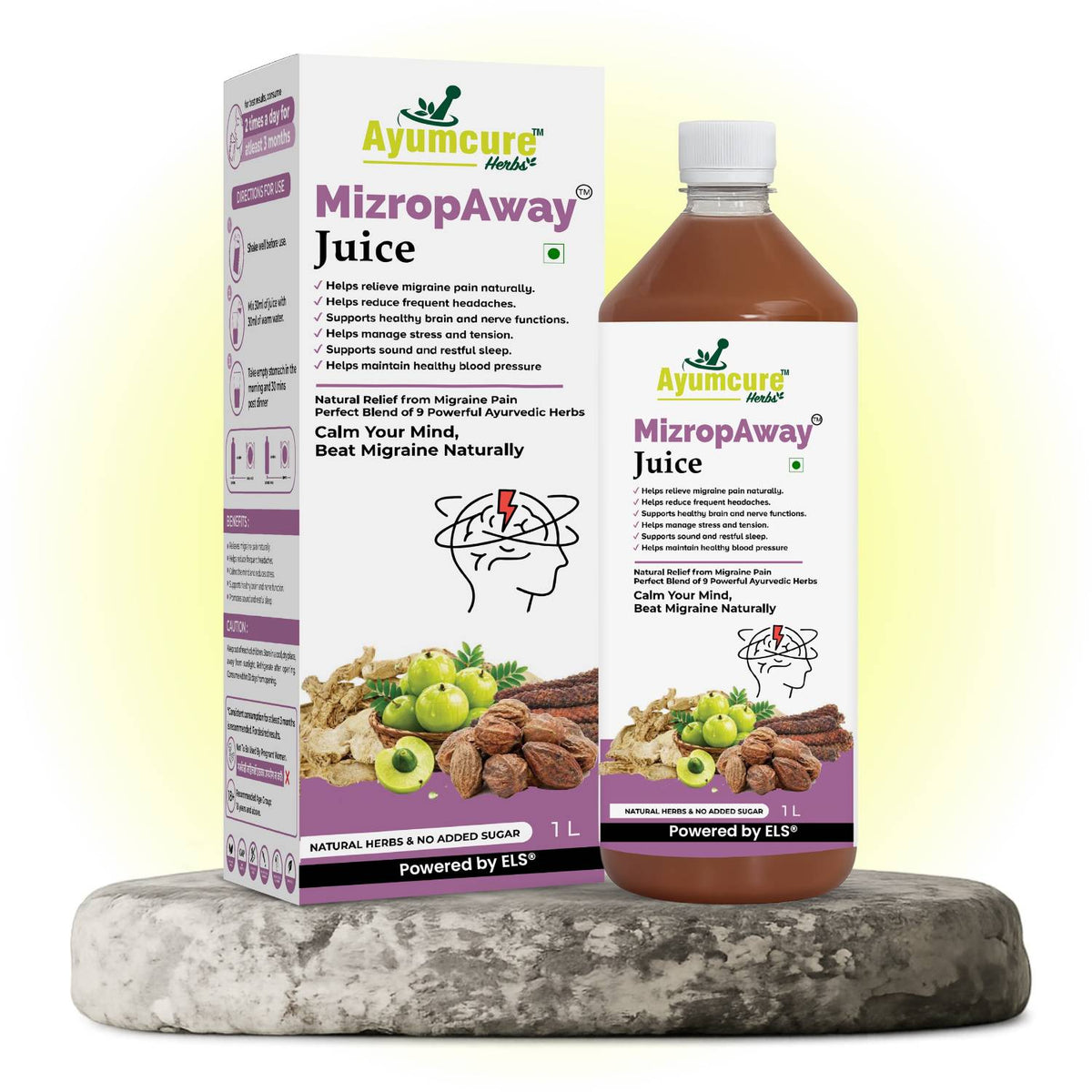 MizropAway Ayurvedic Migraine & Headache Relief Juice | Men & Women