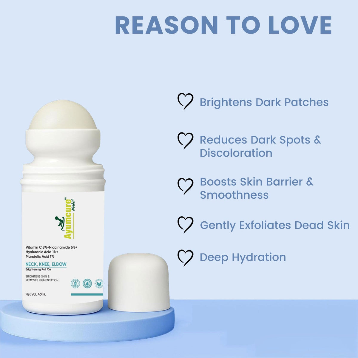 5% Niacinamide Roll-On – Fades Dark Spots on Neck, Knee & Elbow | All Skin Types