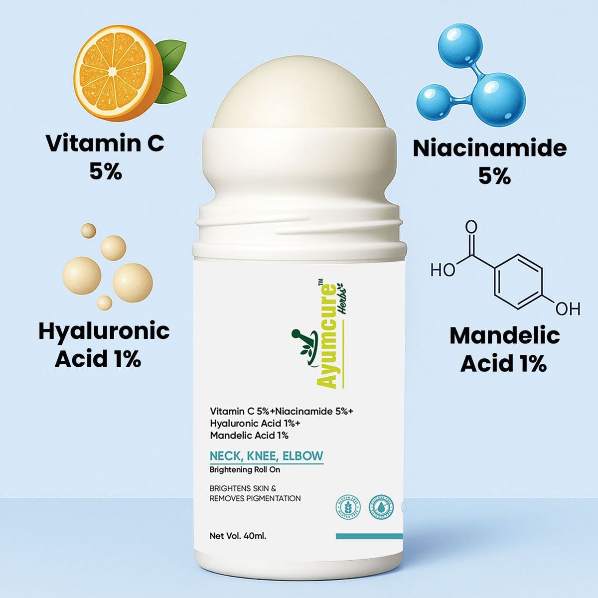 5% Niacinamide Roll-On – Fades Dark Spots on Neck, Knee & Elbow | All Skin Types