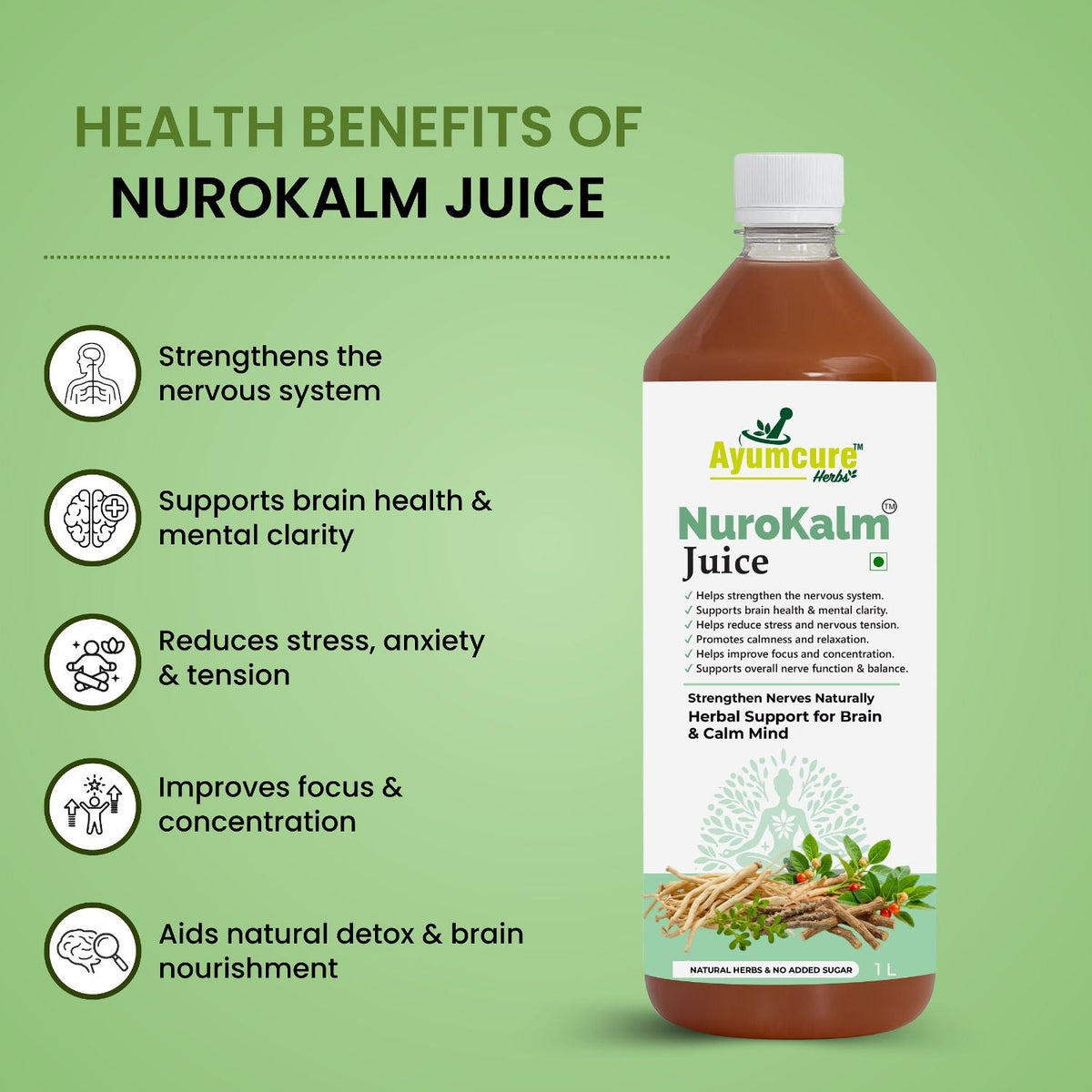 NuroKalm Ayurvedic Nervous System & Stress Relief Juice | No Added Sugar | Unisex