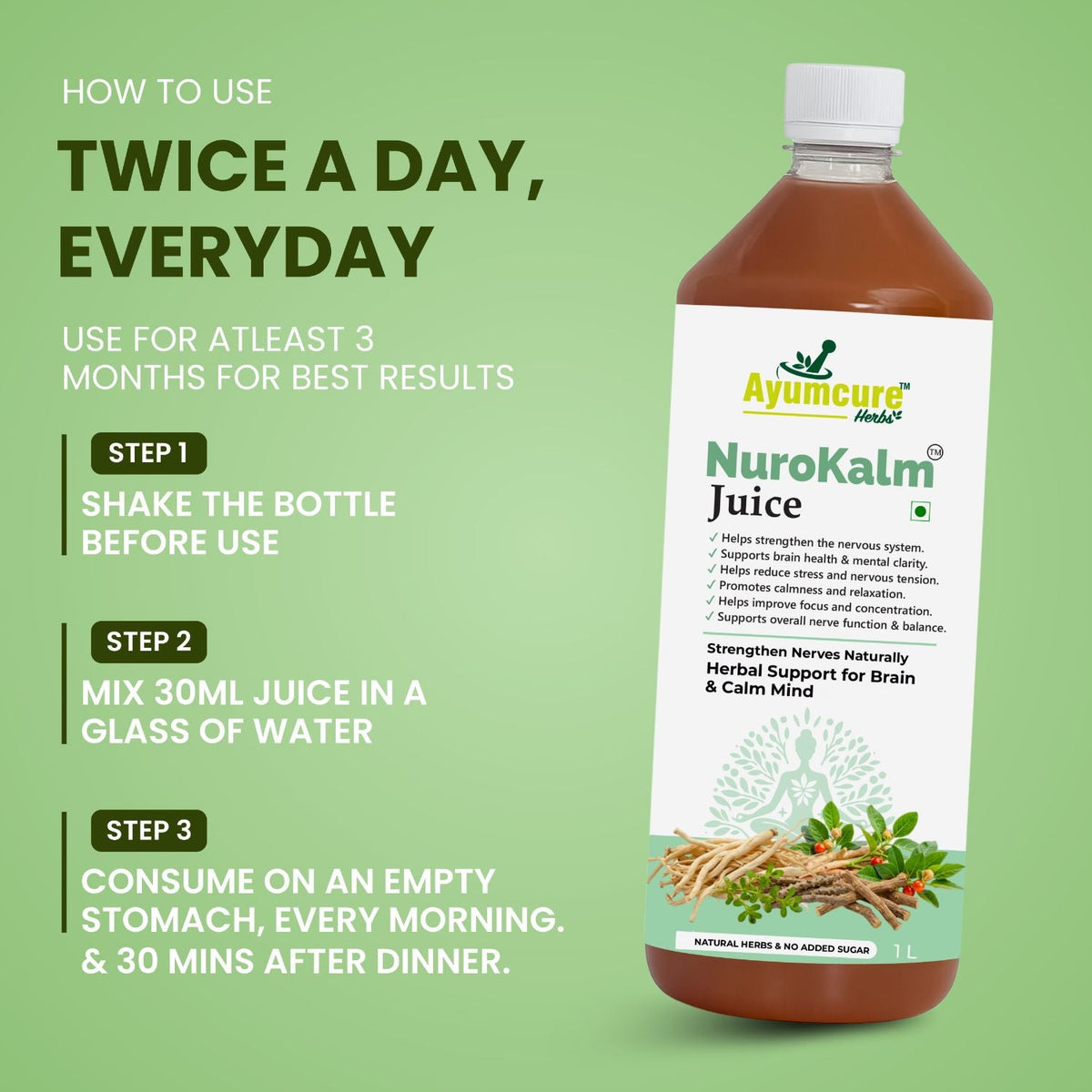NuroKalm Ayurvedic Nervous System & Stress Relief Juice | No Added Sugar | Unisex