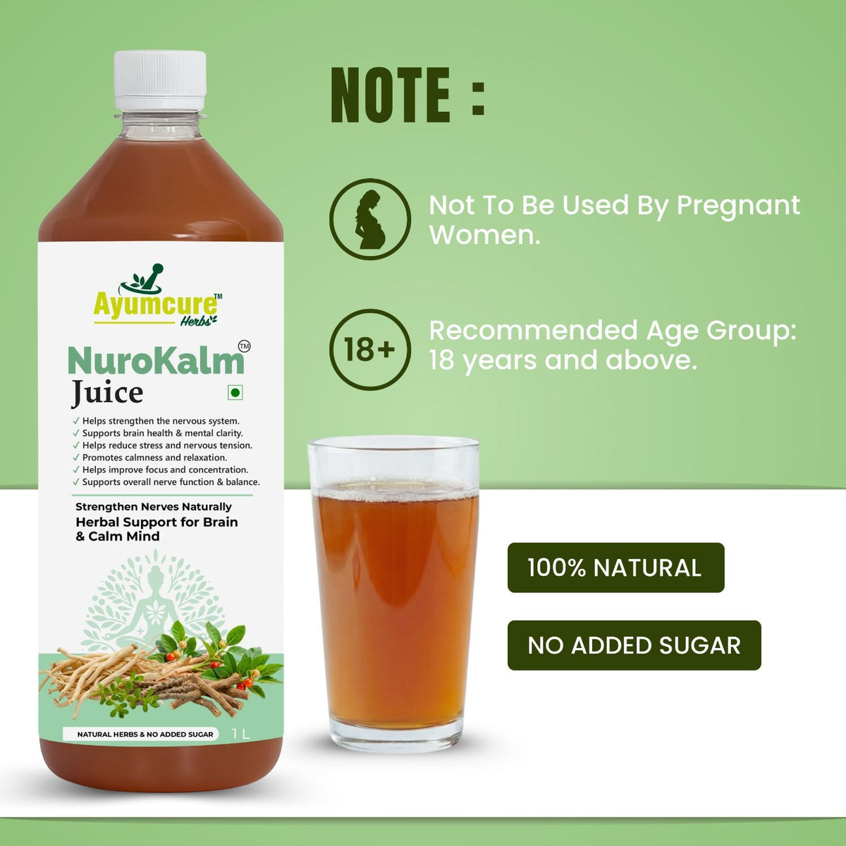NuroKalm Ayurvedic Nervous System & Stress Relief Juice | No Added Sugar | Unisex