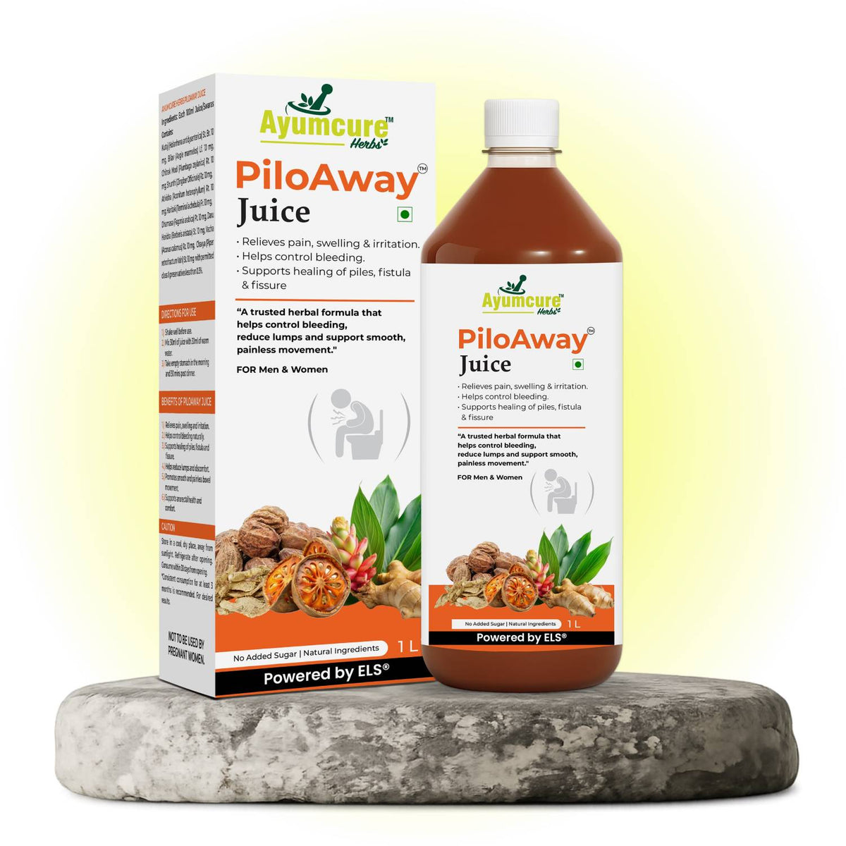 PiloAway Ayurvedic Piles Care Juice | Bleeding, Pain & Swelling Relief | Men & Women