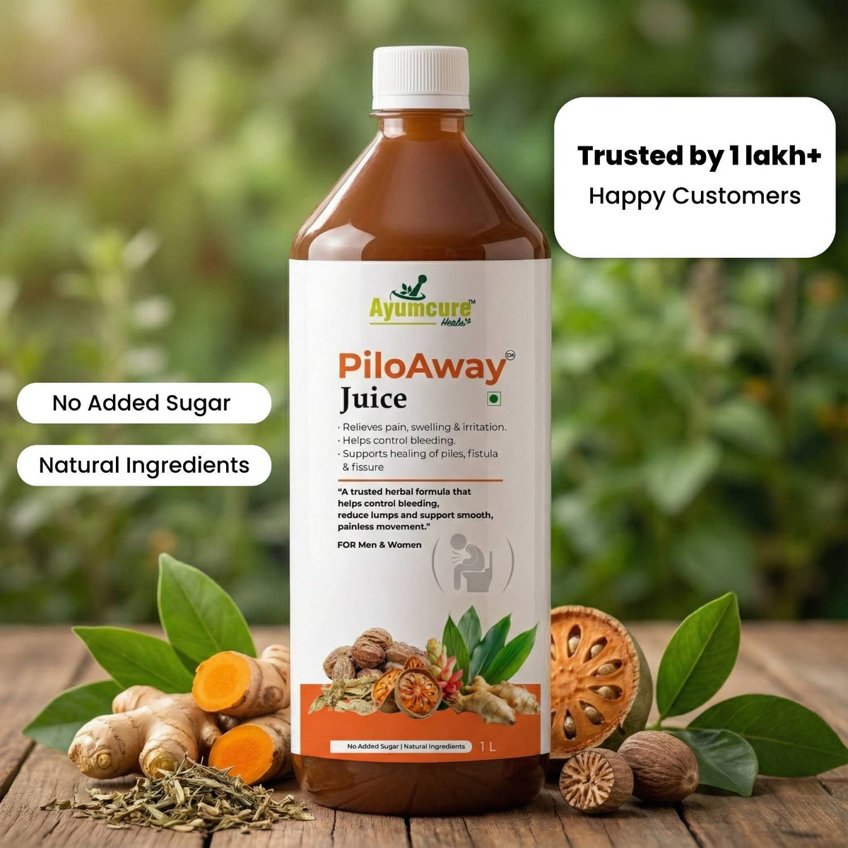 PiloAway Ayurvedic Piles Care Juice | Bleeding, Pain & Swelling Relief | Men & Women