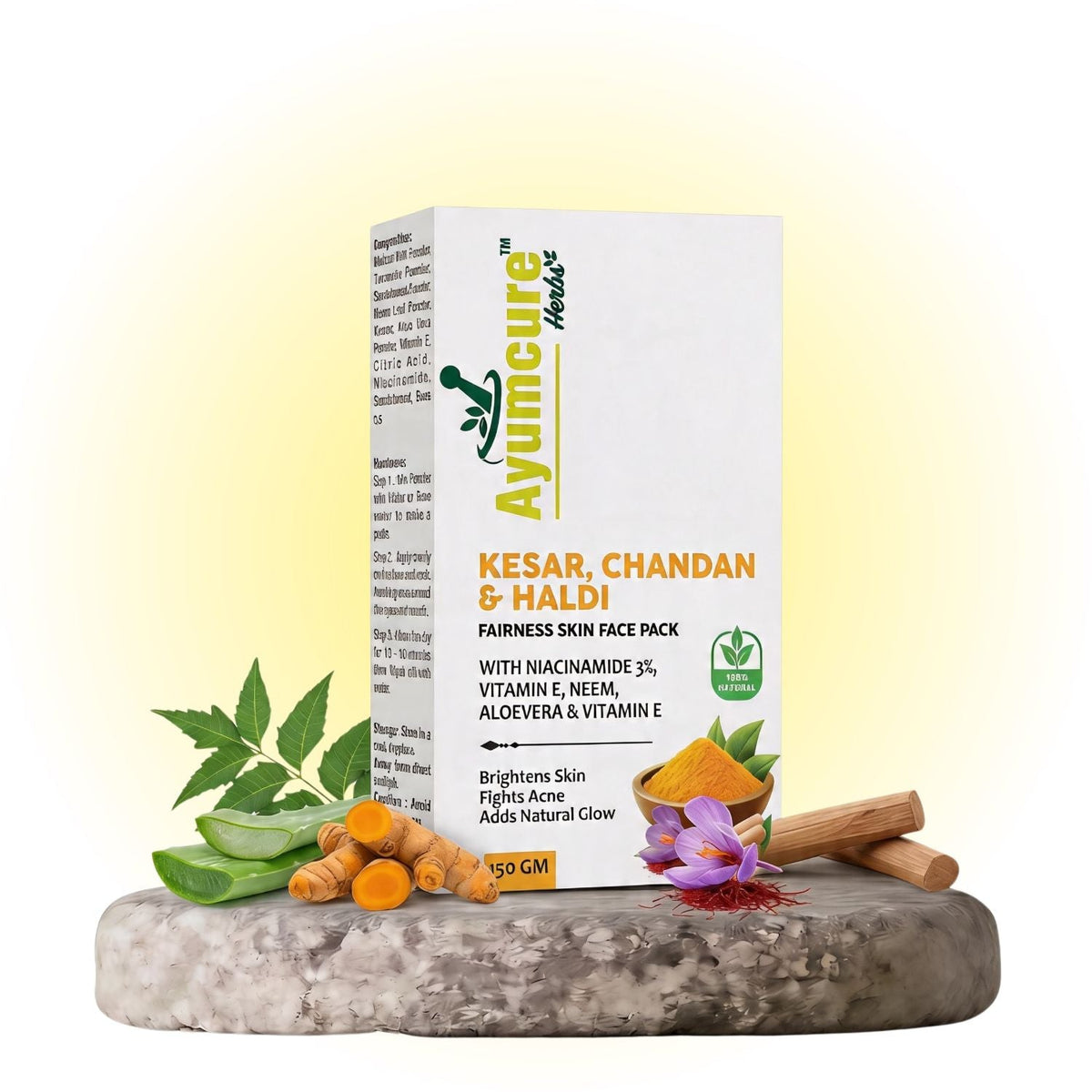 Radiance Face Pack – Kesar, Chandan & Haldi + 3% Niacinamide | Men & Women