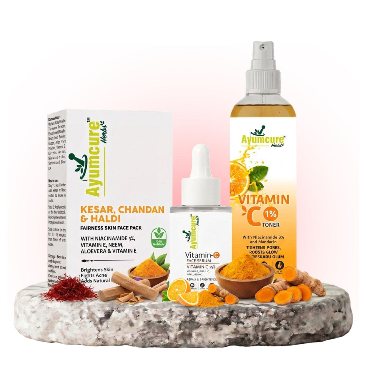 Radiance Ritual Combo: Face Pack + Serum + Toner | 3% Niacinamide | Men & Women
