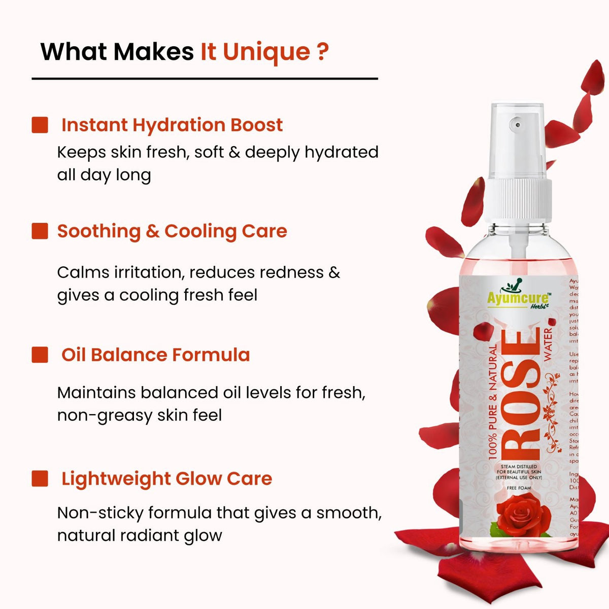 Pure Rose Water – Alcohol-Free Hydrating Face Toner | Glowing Skin | Unisex