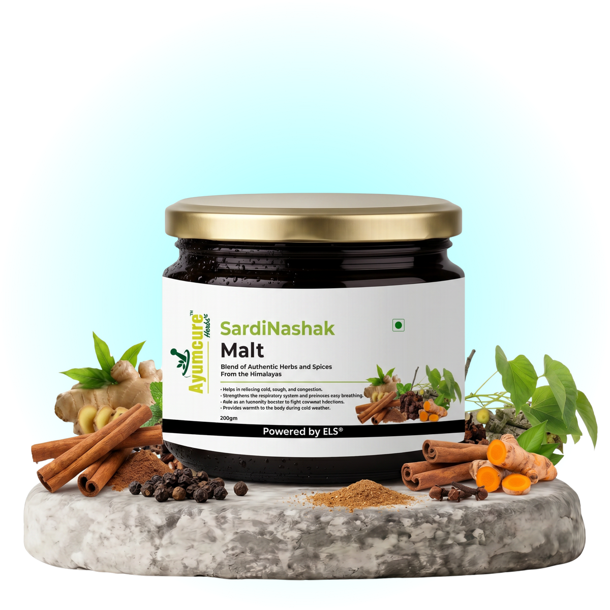 SardiNashak Malt - Blend of 25+ Ayurvedic Herbs & Spices - Helps Relieve Cold, Cough & Congestion - For Adults & Kids Above 3 Years