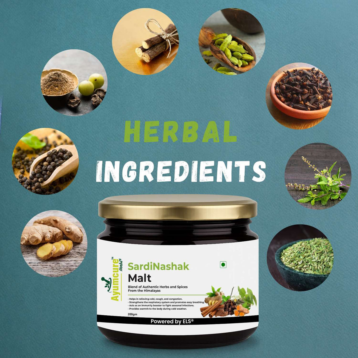 SardiNashak Malt – Cold, Cough & Congestion Relief | 25+ Ayurvedic Herbs & Spices