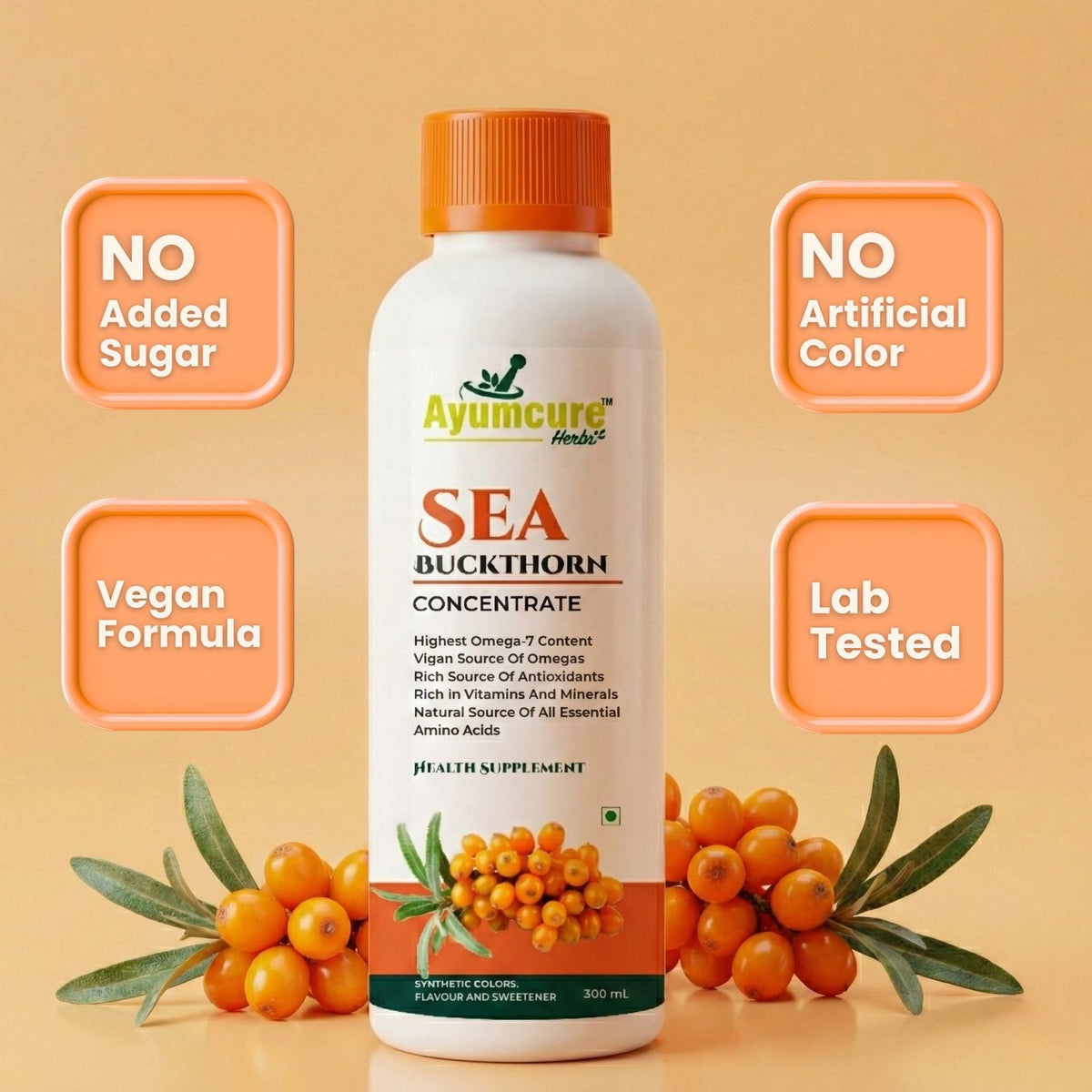 Sea Buckthorn Concentrate – Omega 3,6,7,9 & Antioxidants | Sugar Free | Men & Women