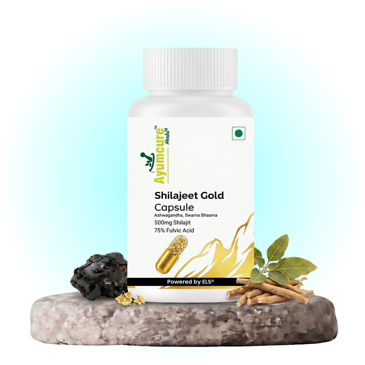 Shilajit Gold Capsule – 500mg Shilajit + Ashwagandha + Swarna Bhasma | Men & Women