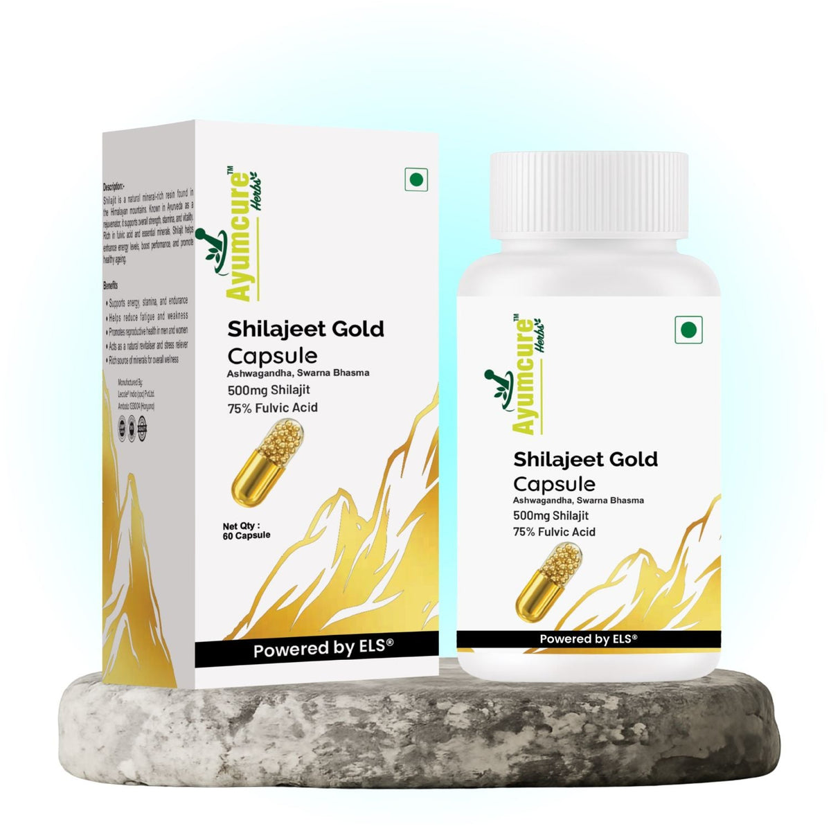 Shilajit Gold Capsule – 500mg Shilajit + Ashwagandha + Swarna Bhasma | Men & Women