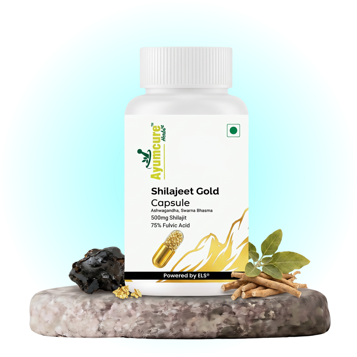 Shilajit Gold Capsule - 500mg Shilajit + Ashwagandha + Swarna Bhasma - Men & Women
