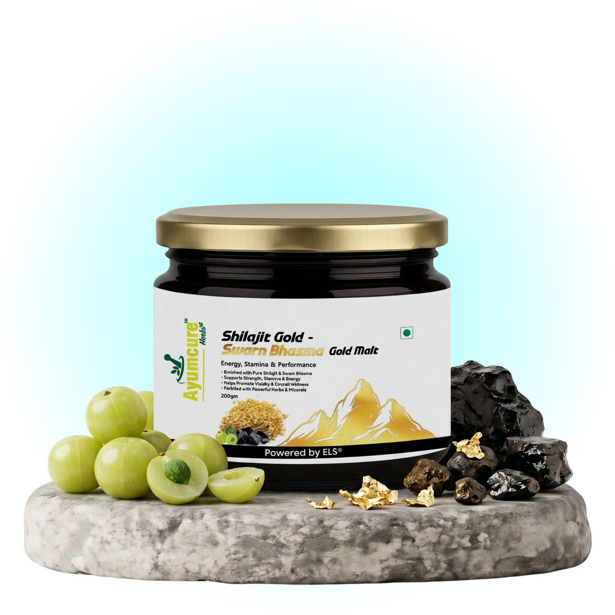 Shilajit Gold Malt – Shilajit, Ashwagandha & Safed Musli + 25 Herbs | Men & Women