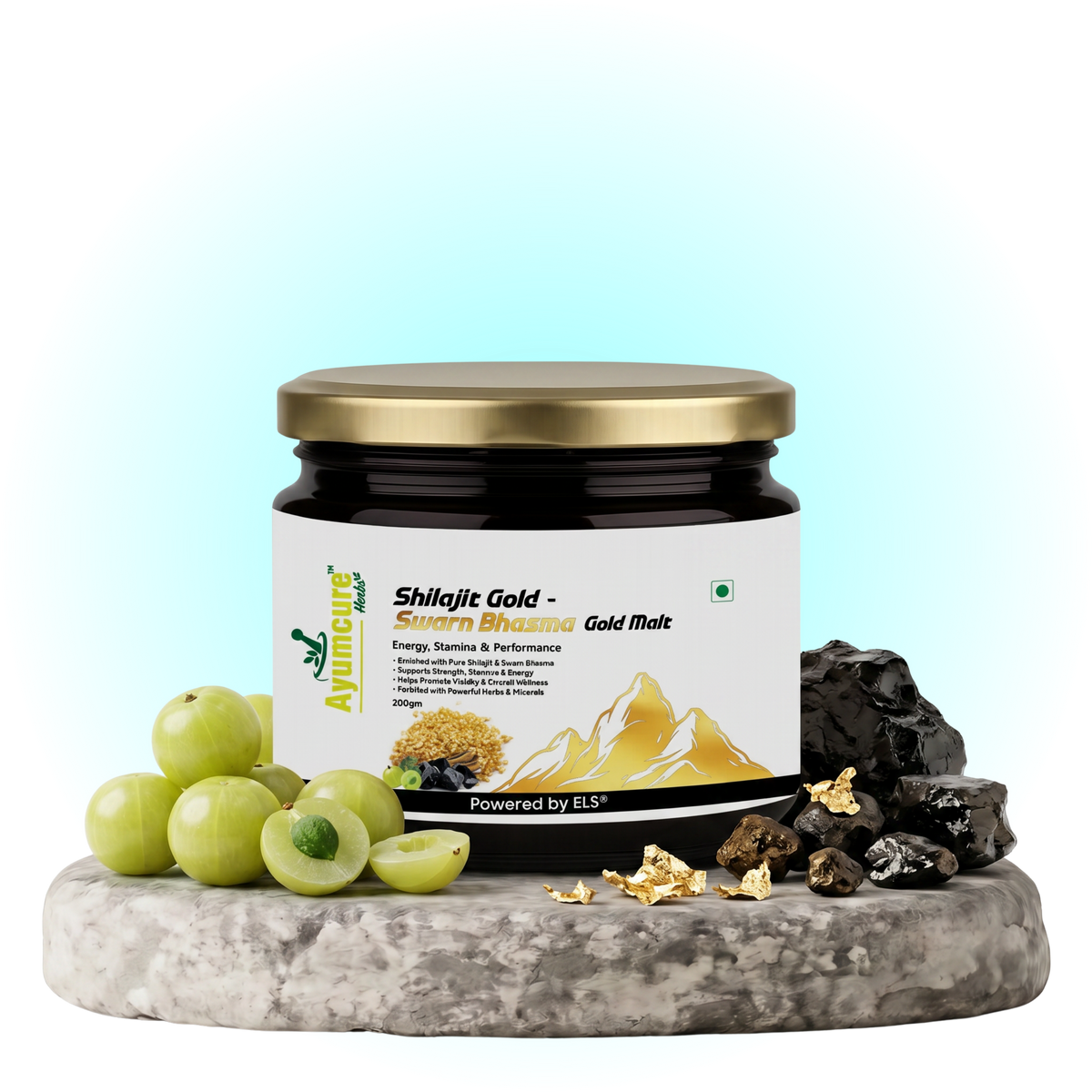 Shilajit Gold Malt - Shilajit + Ashwagandha + Safed Musli + 25 Herbs - Men & Women