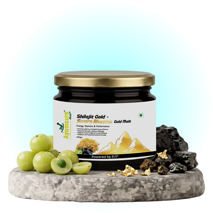 Shilajit Gold Malt - Shilajit + Ashwagandha + Safed Musli + 25 Herbs - Men & Women