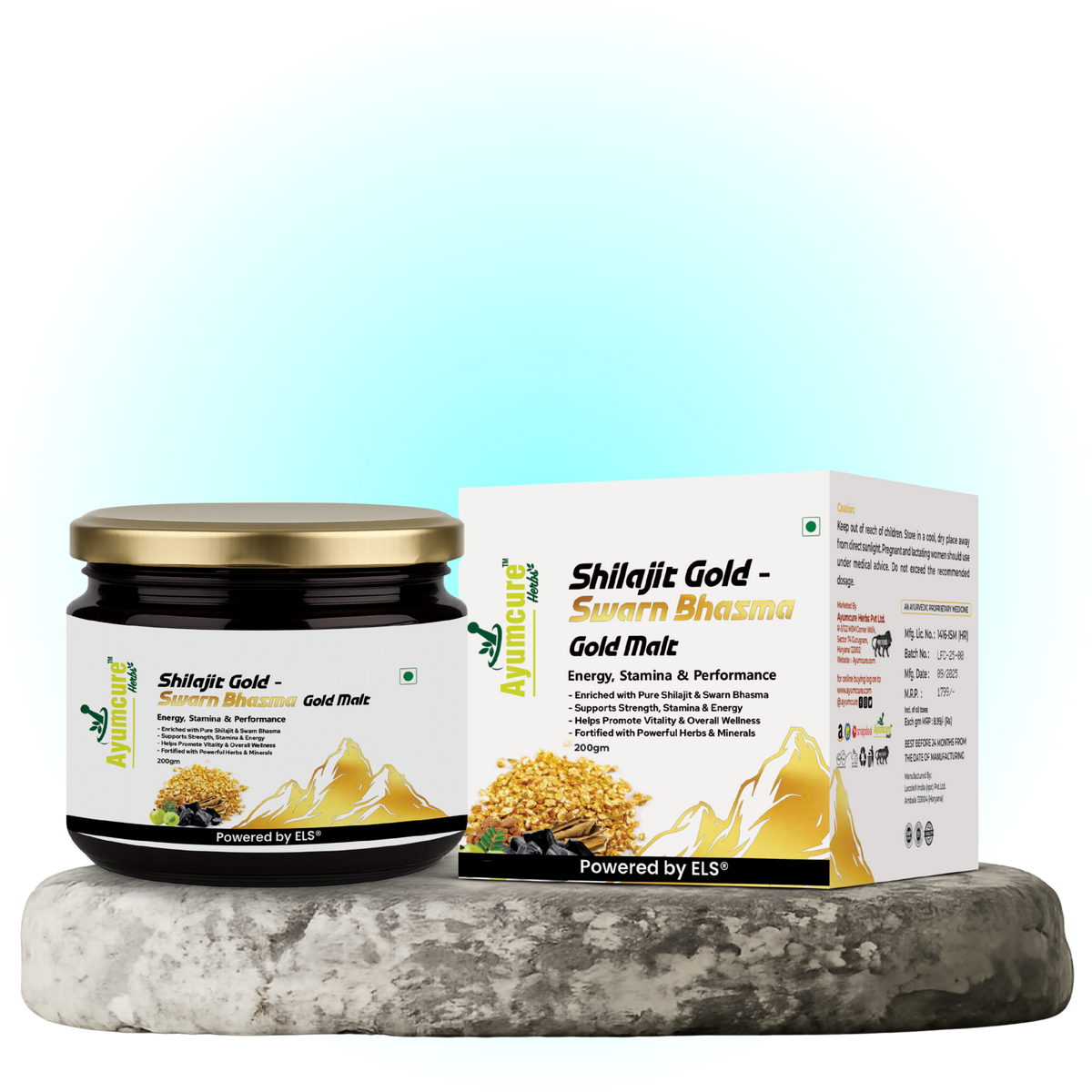 Shilajit Gold Malt - Shilajit + Ashwagandha + Safed Musli + 25 Herbs - Men & Women