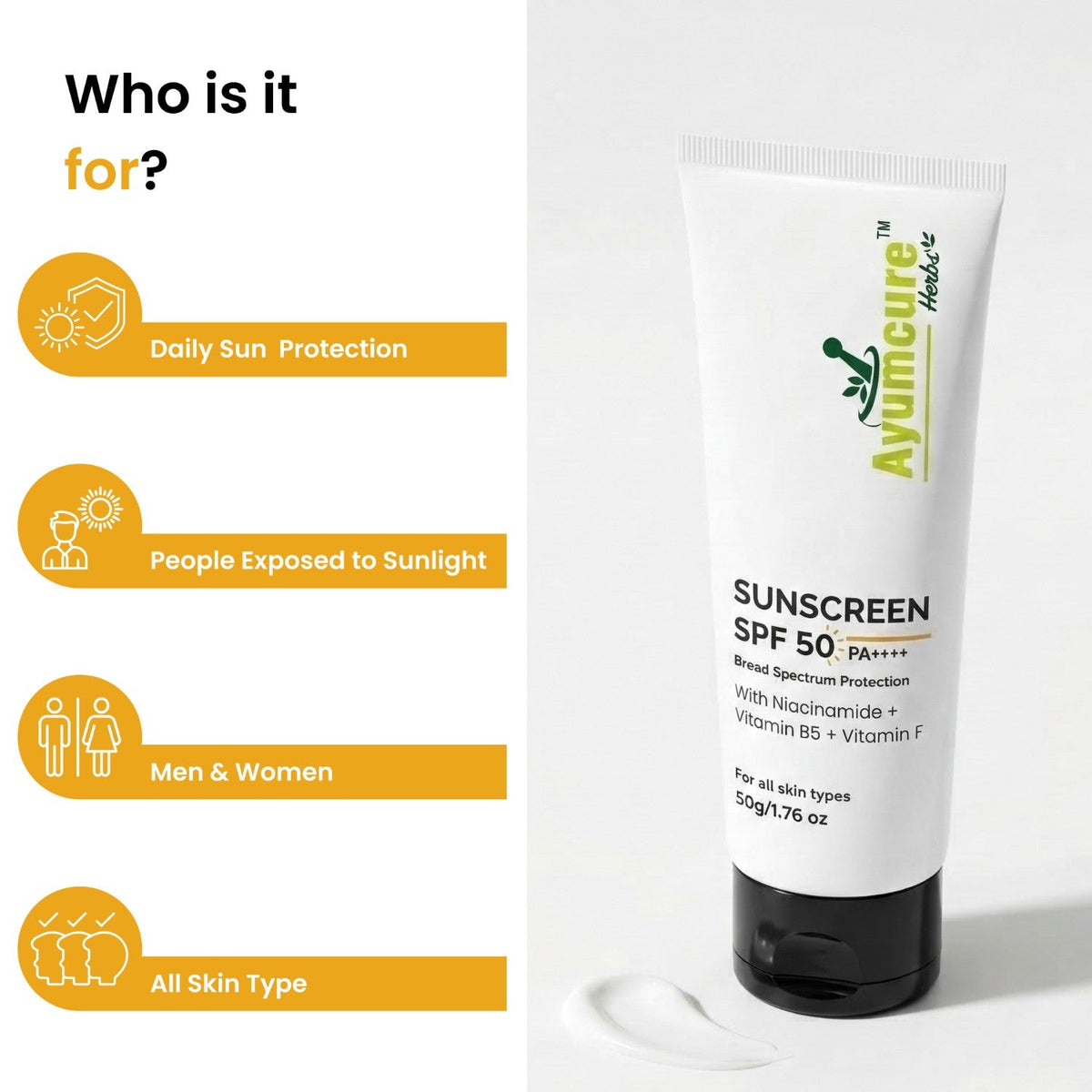 Niacinamide Sunscreen SPF 50 PA++++ | Vit B5 & F | Lightweight | All Skin Types