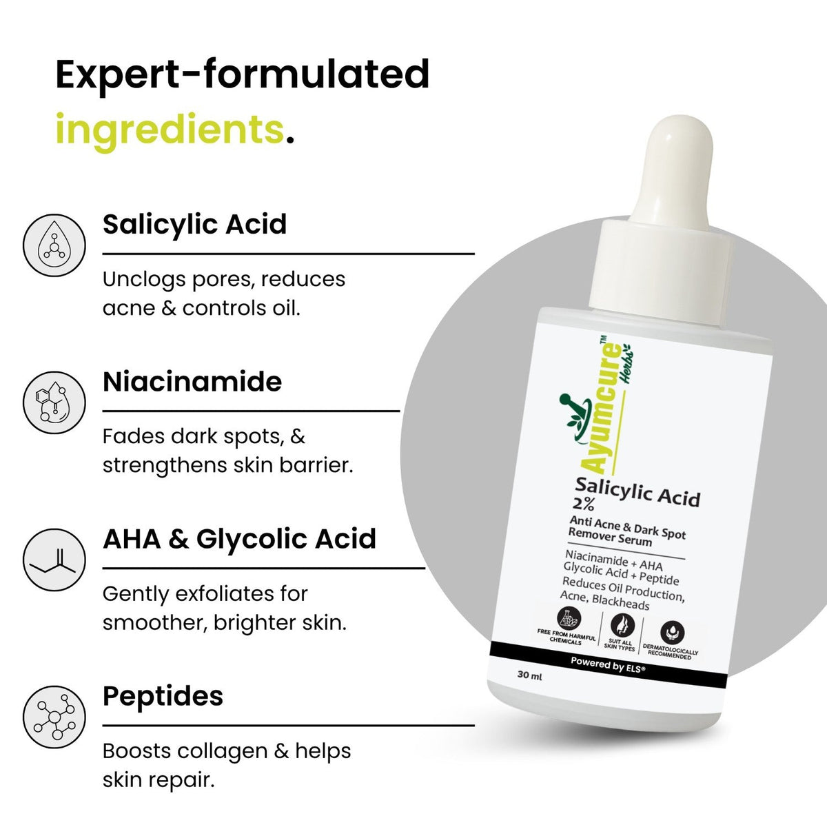 2% Salicylic Acid + 3% Niacinamide Serum | Acne, Blackheads & Dark Spots | Unisex