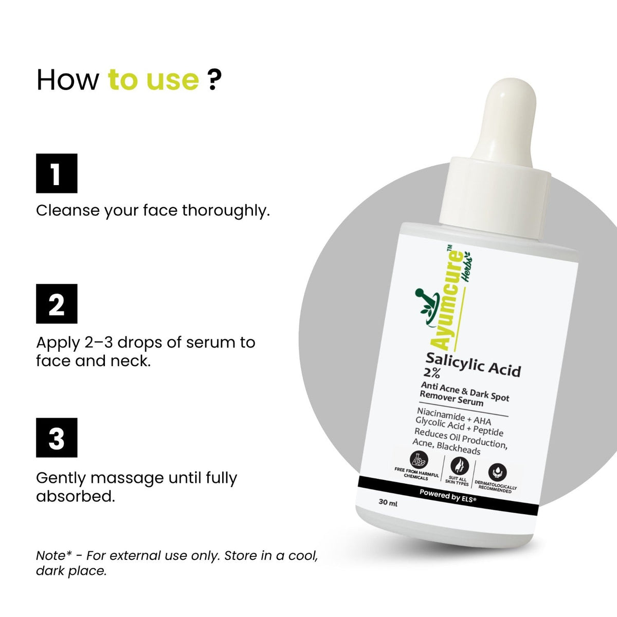 2% Salicylic Acid + 3% Niacinamide Serum | Acne, Blackheads & Dark Spots | Unisex