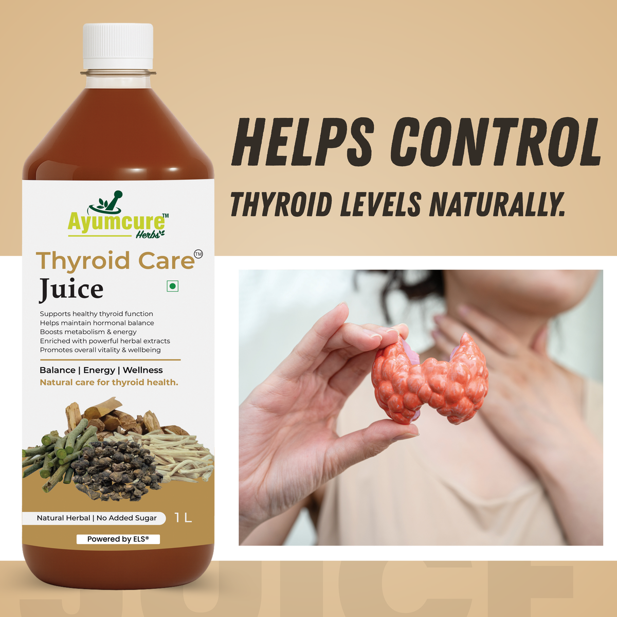 Thyroid Care Ayurvedic Juice | Ashwagandha, Guggul & Licorice | No Sugar | Unisex