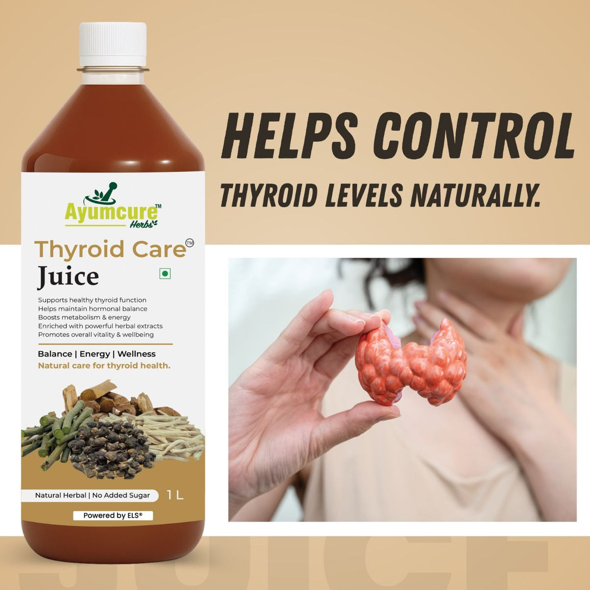 Thyroid Care Ayurvedic Juice | Ashwagandha, Guggul & Licorice | No Sugar | Unisex