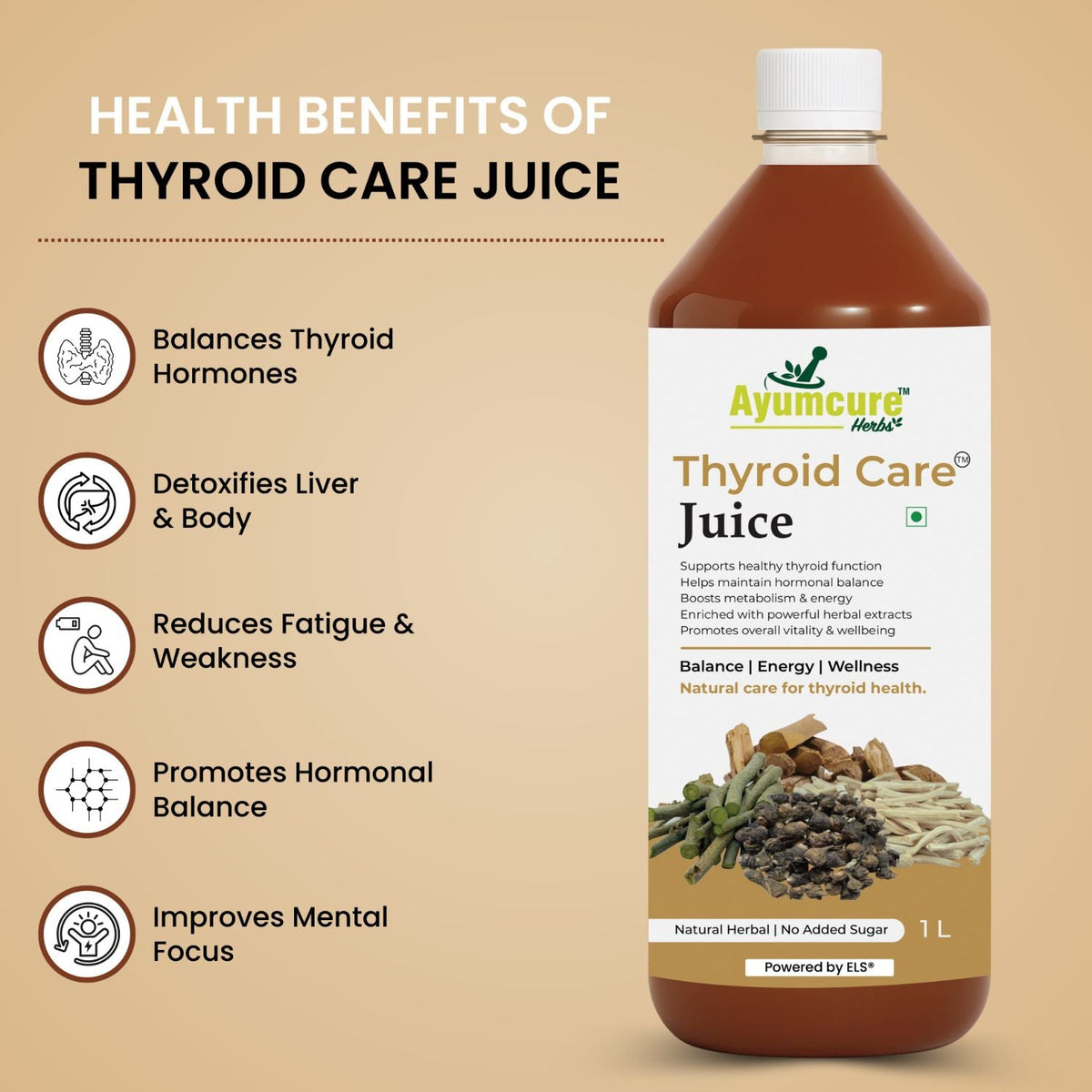Thyroid Care Ayurvedic Juice | Ashwagandha, Guggul & Licorice | No Sugar | Unisex