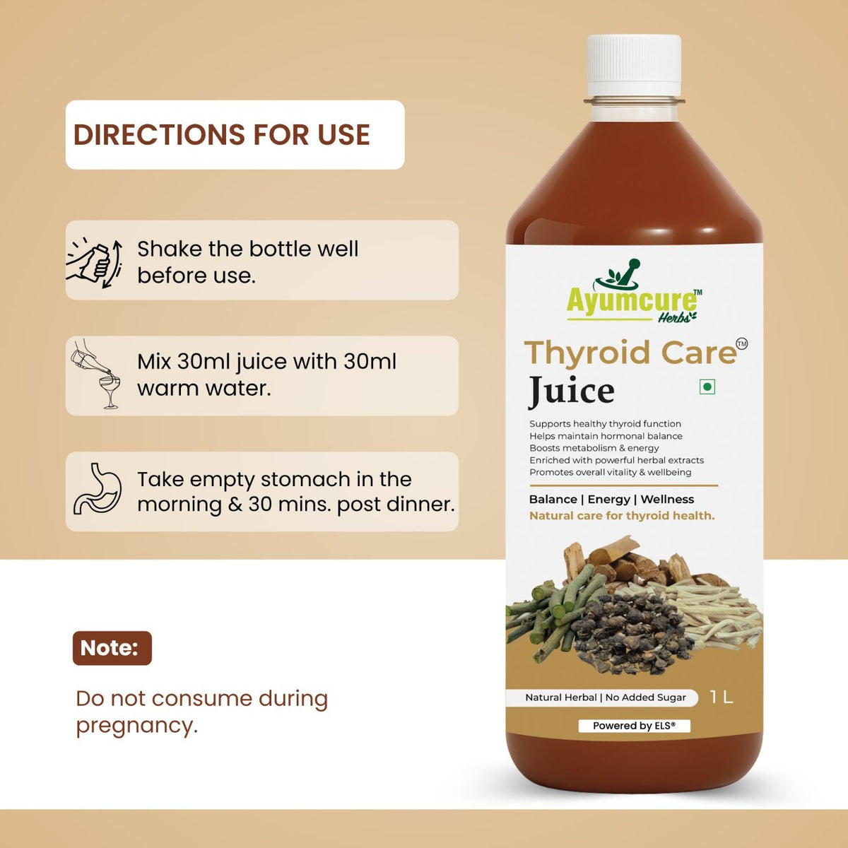 Thyroid Care Ayurvedic Juice | Ashwagandha, Guggul & Licorice | No Sugar | Unisex